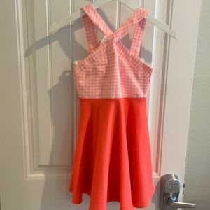 GB GIRLS Hot pink/coral cross neck girls dress size 8
